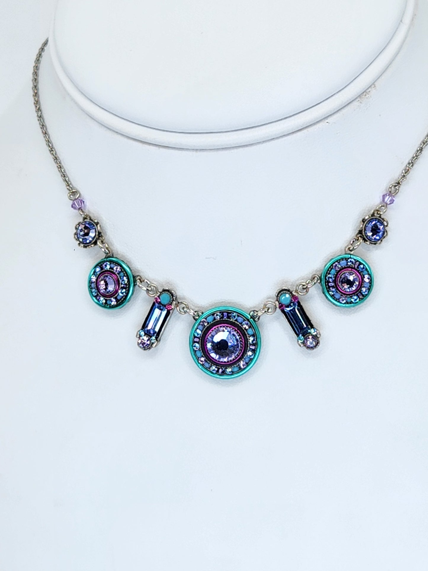 Firefly - Mosaic Necklace in Blue and Purple with Swarovski Crystals