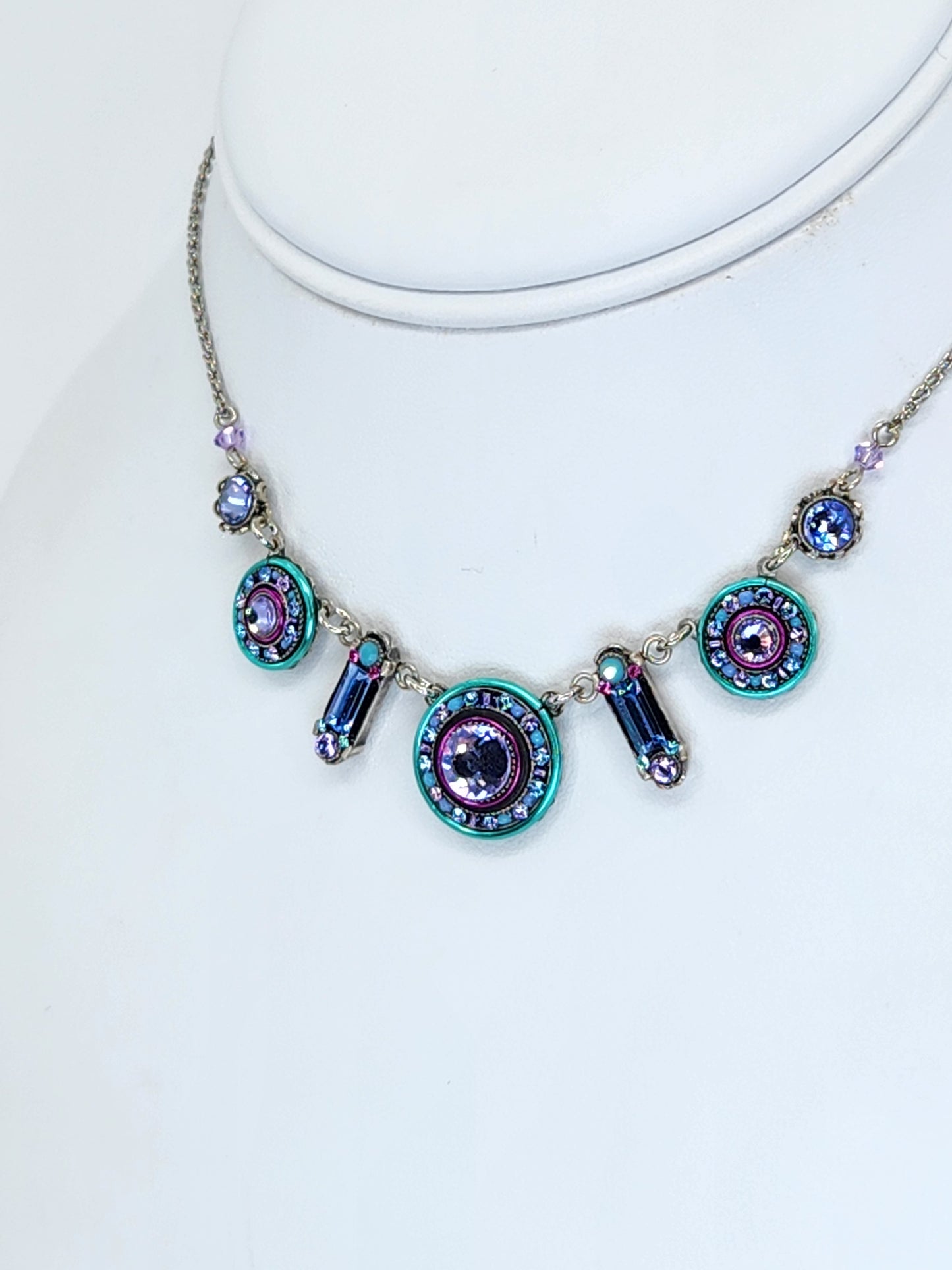 Firefly - Mosaic Necklace in Blue and Purple with Swarovski Crystals