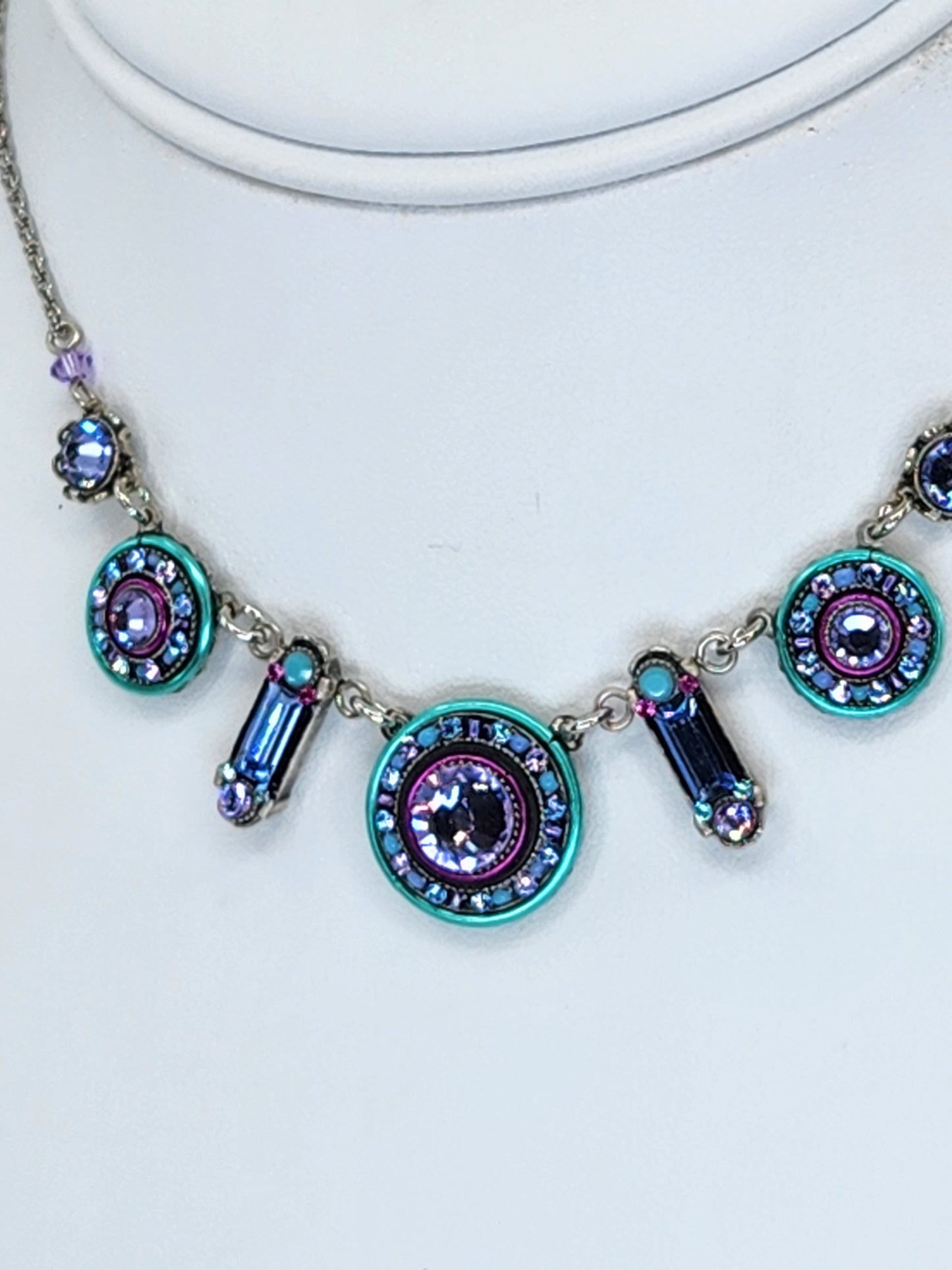 Firefly - Mosaic Necklace in Blue and Purple with Swarovski Crystals