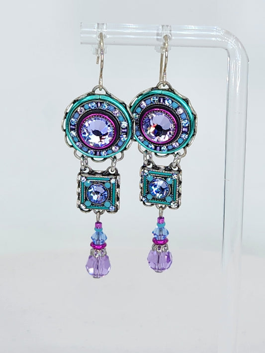 Firefly - Lavender and Blue Earrings with Swarovski Crystals