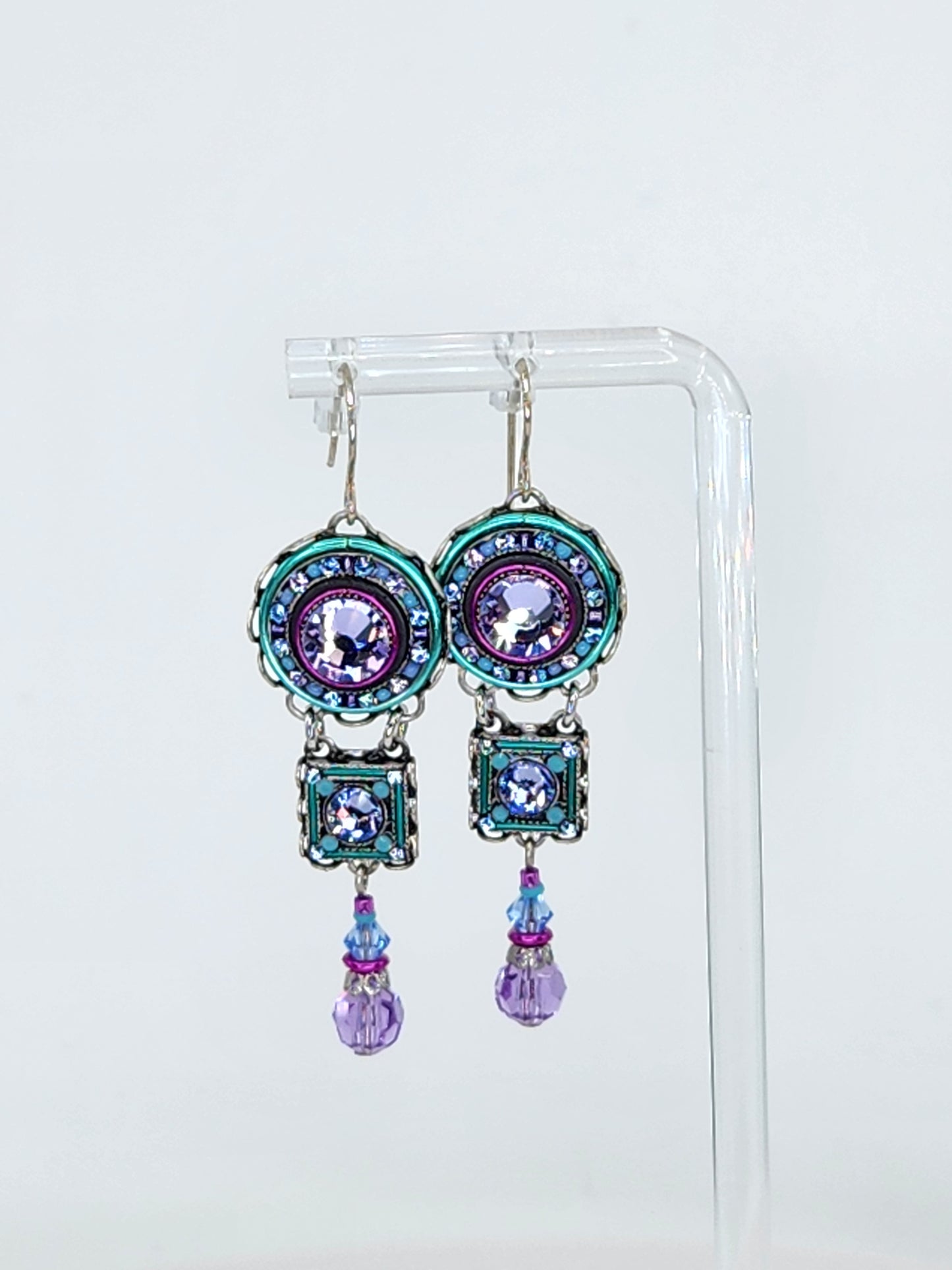 Firefly - Lavender and Blue Earrings with Swarovski Crystals