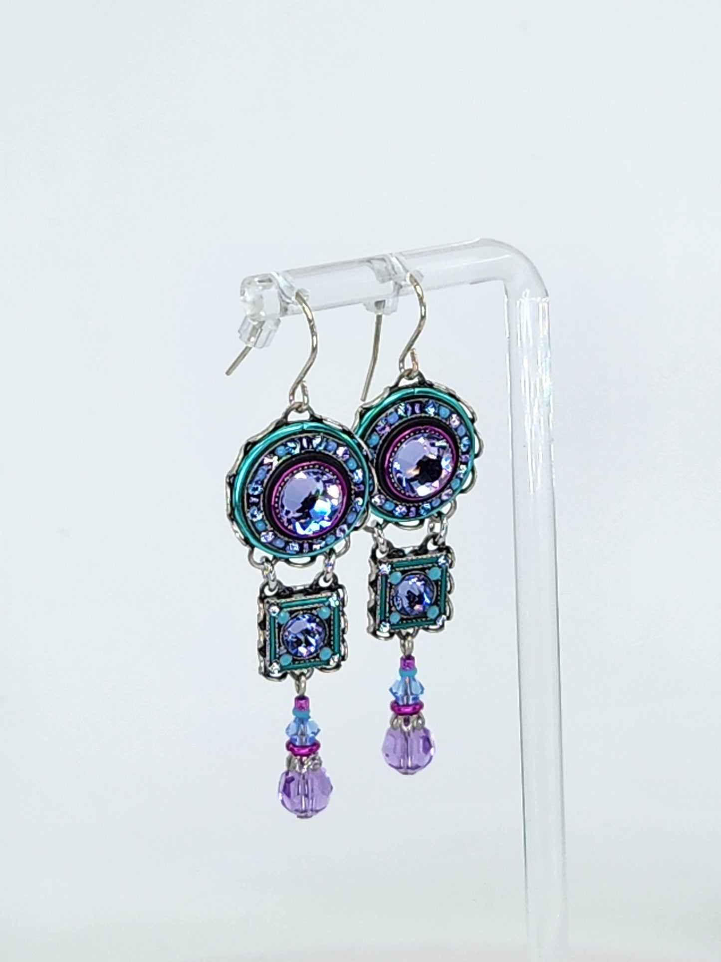 Firefly - Lavender and Blue Earrings with Swarovski Crystals