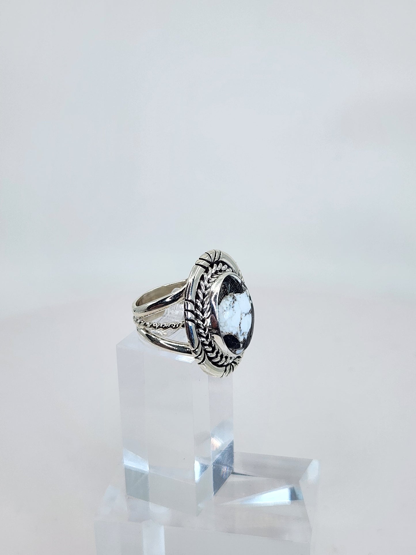 Desert Treasure:  White Buffalo Turquoise Ring Set in Sterling Silver