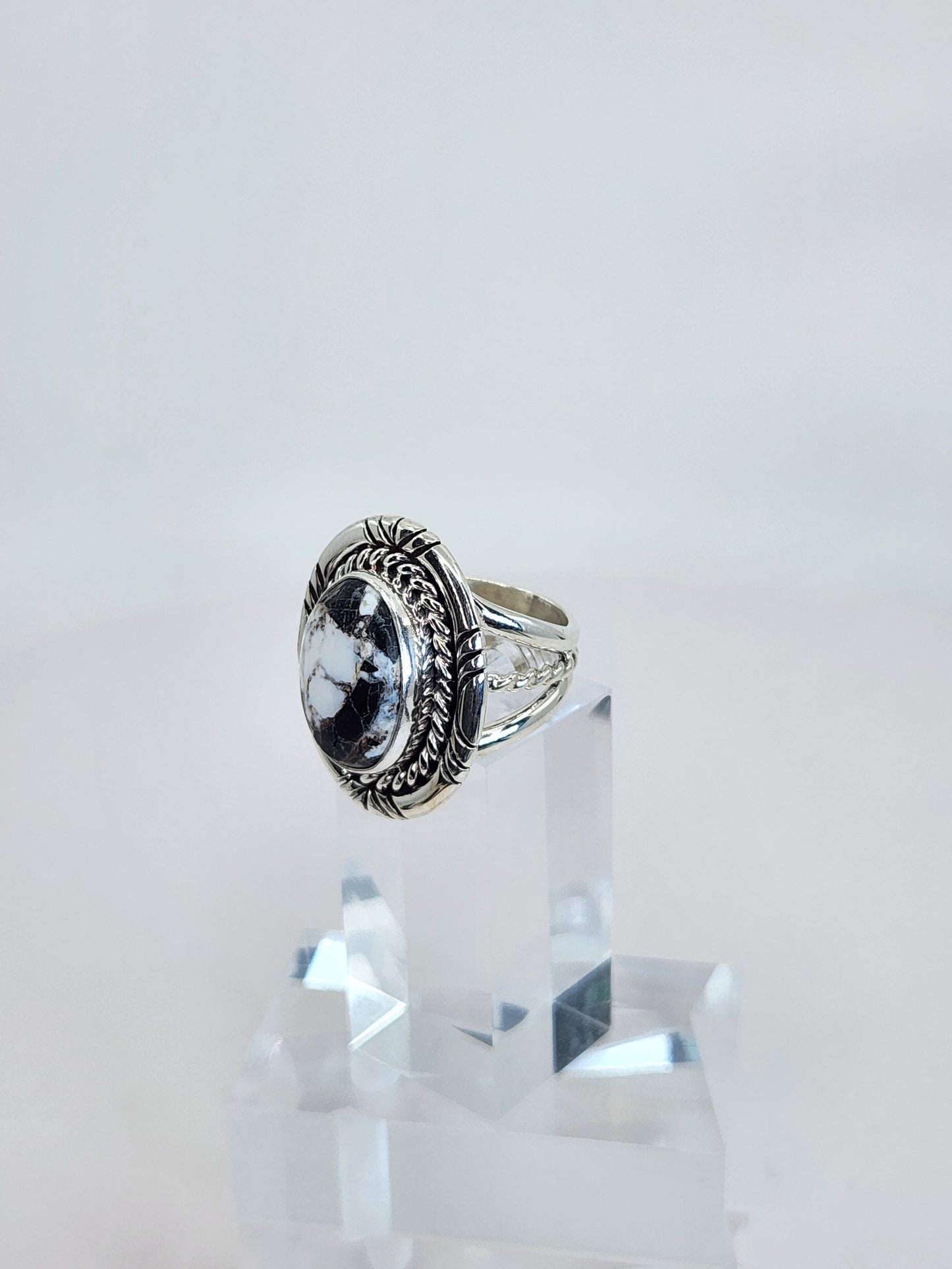 Desert Treasure:  White Buffalo Turquoise Ring Set in Sterling Silver