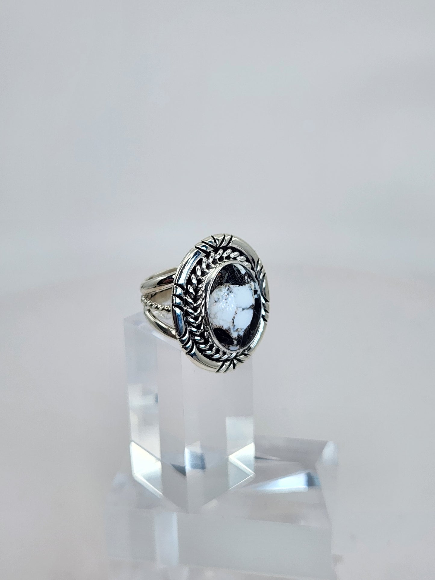 Desert Treasure:  White Buffalo Turquoise Ring Set in Sterling Silver