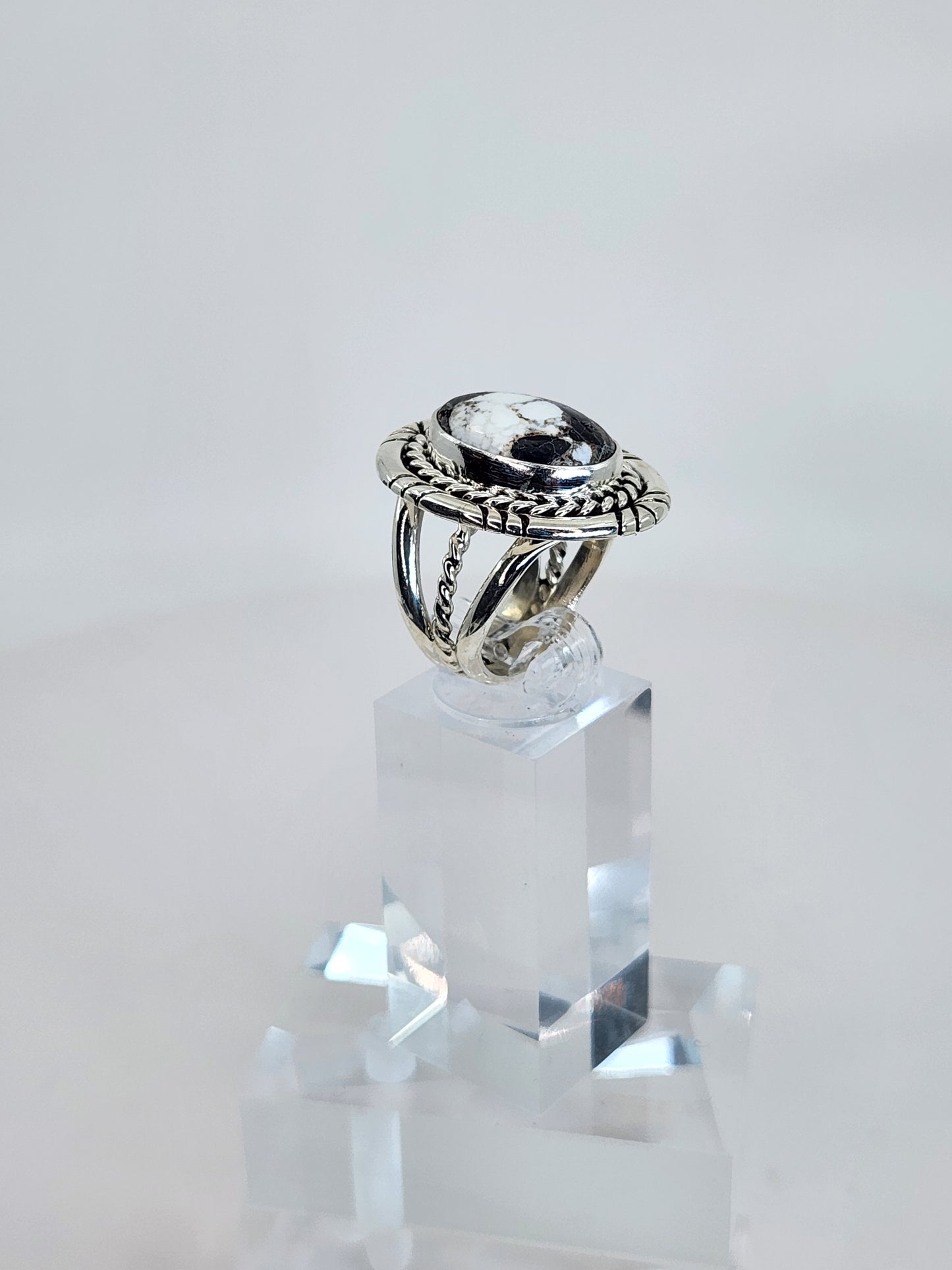 Desert Treasure:  White Buffalo Turquoise Ring Set in Sterling Silver