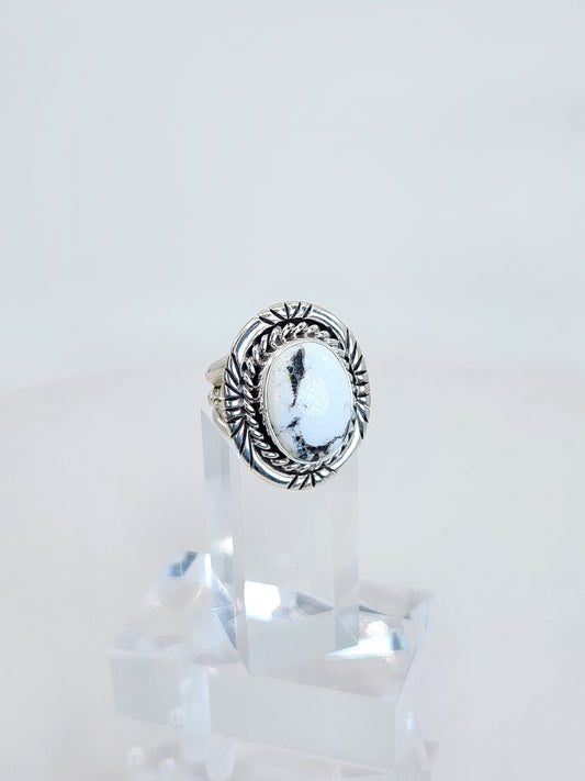 Desert Treasure:  White Buffalo Turquoise Ring Set in Sterling Silver