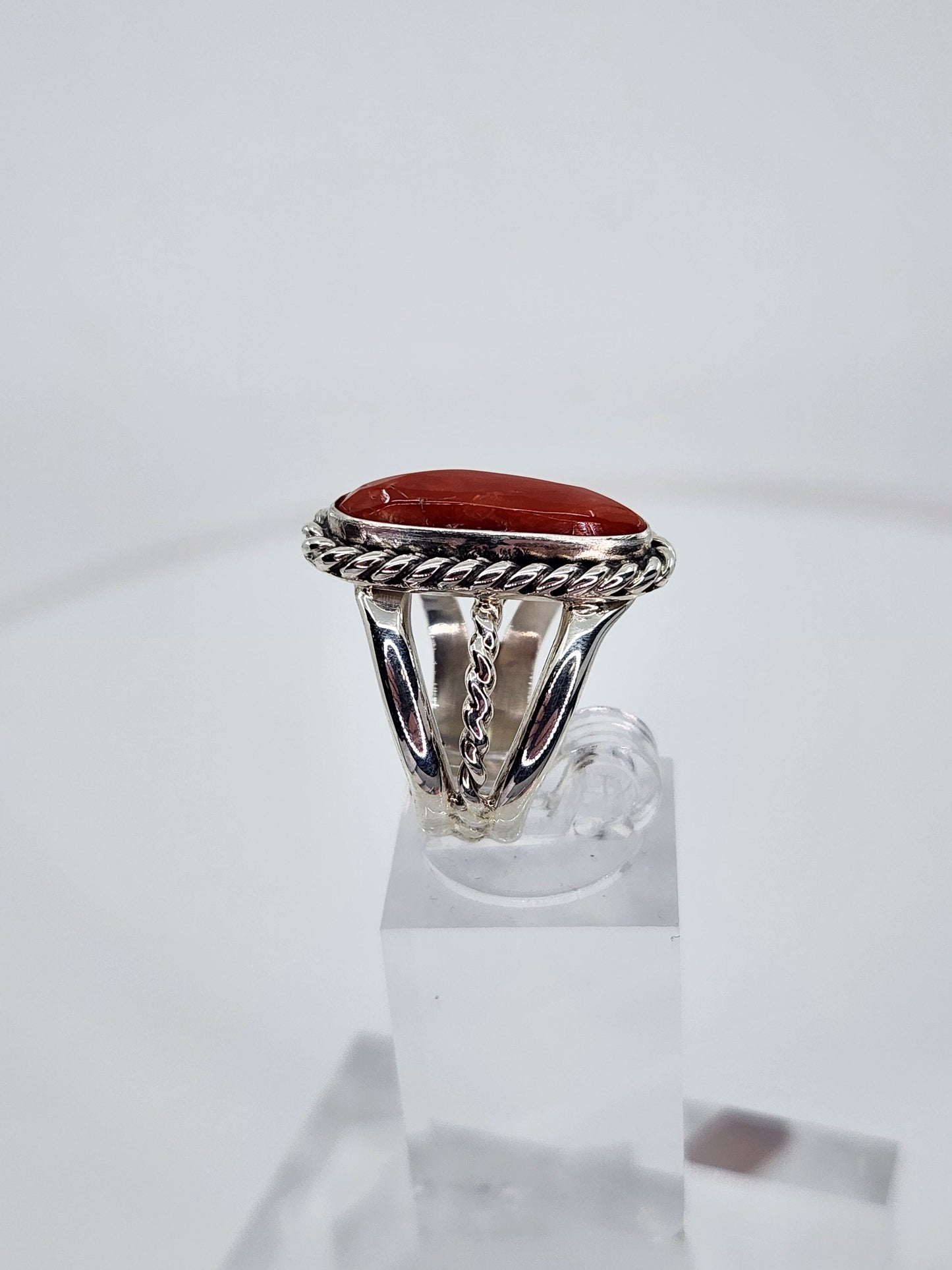 Desert Treasure:  Red Coral Ring , set in Sterling Silver