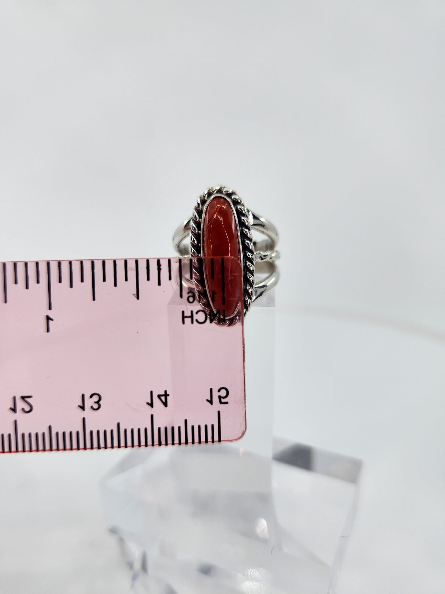 Desert Treasure:  Red Coral Ring , set in Sterling Silver