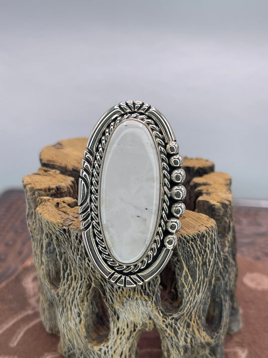 Desert Treasure: White Buffalo Ring; White Stone Sterling Silver