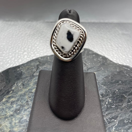 Desert Treasure: White and Black Stone set in Sterling Silver Ring