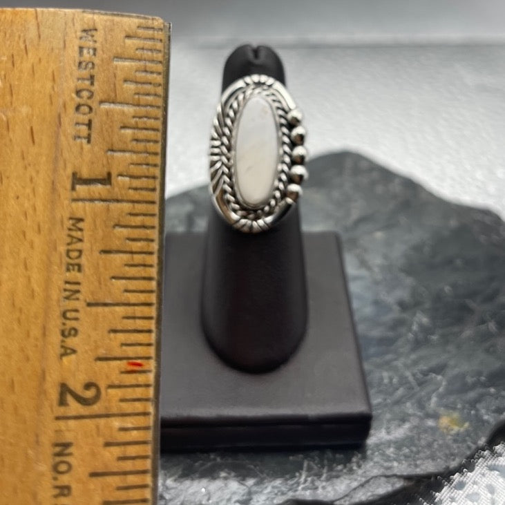 Desert Treasure: White Oval Stone set in Sterling Silver Ring
