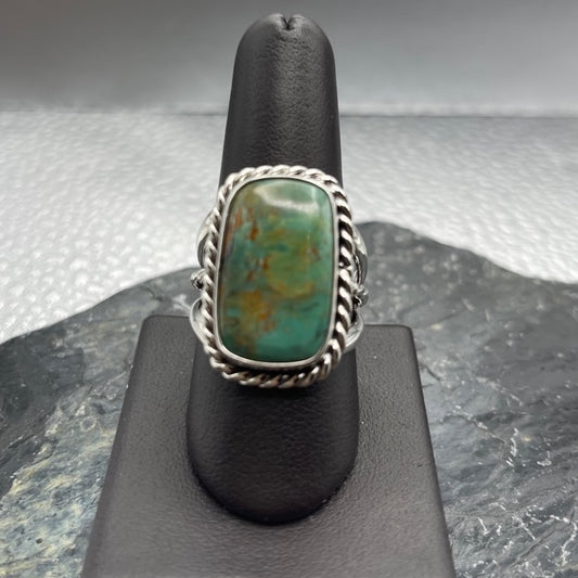 Desert Treasure: Multicolor Green Turquoise with Sterling Silver Ring