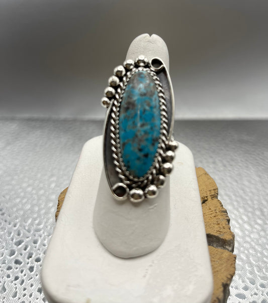 Desert Treasure: Turquoise Ring set in Sterling Silver with Swirl Pattern