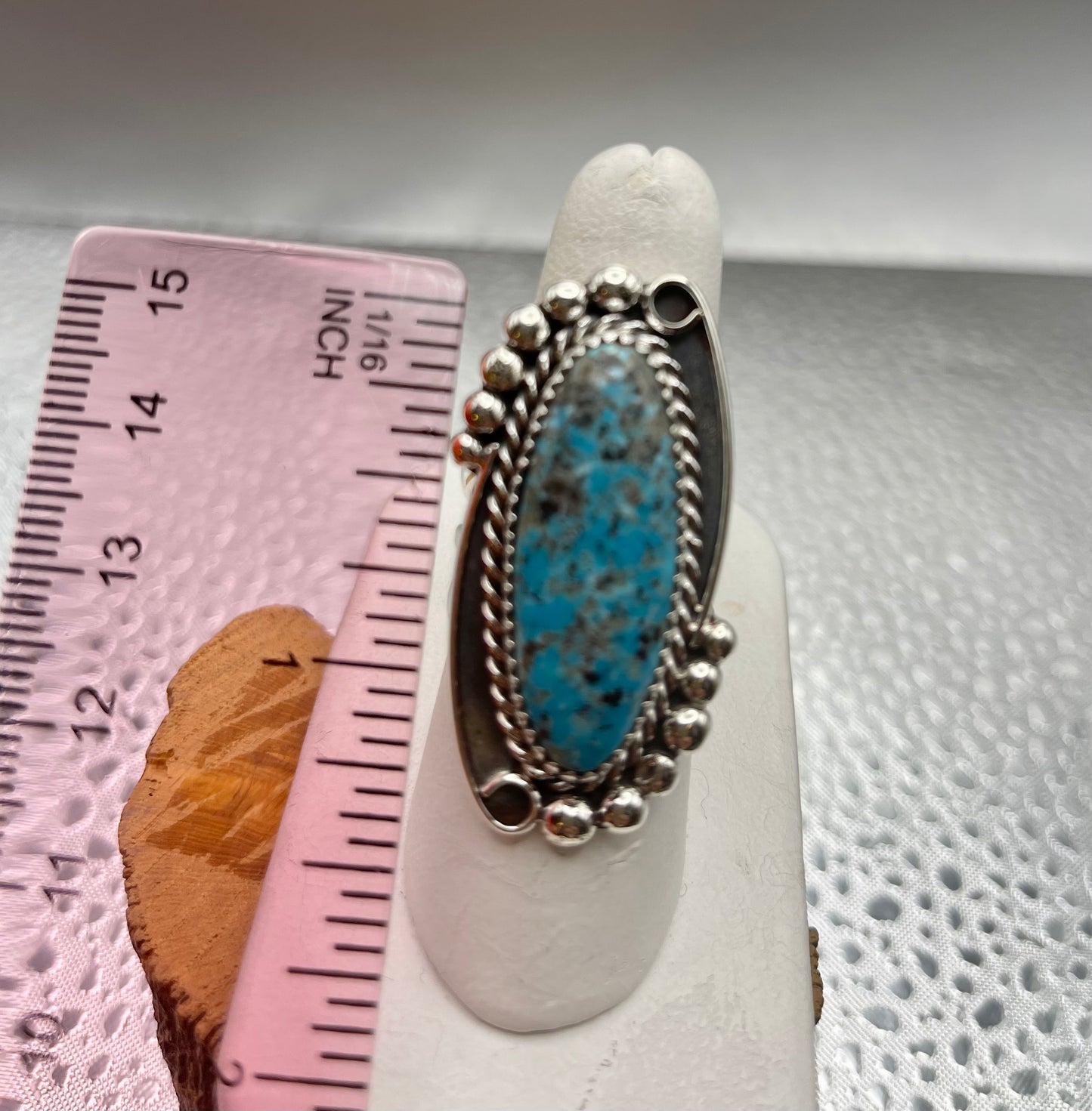 Desert Treasure: Turquoise Ring set in Sterling Silver with Swirl Pattern