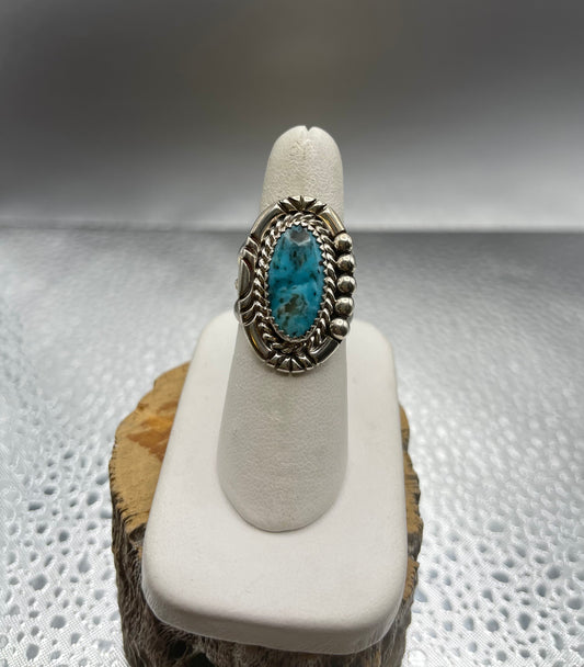 Desert Treasure: Blue Turquoise Ring set in Sterling Silver