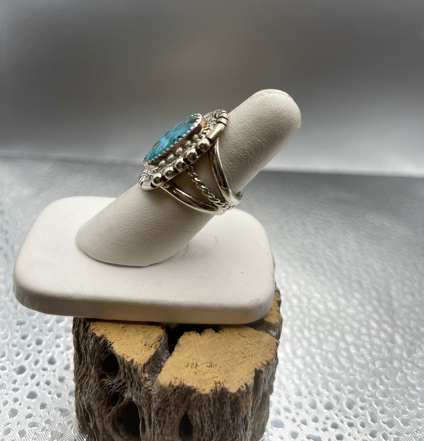 Desert Treasure: Blue Turquoise Ring set in Sterling Silver