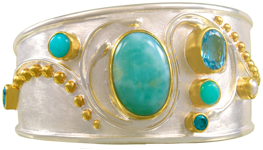 Michou Cascade Tahoe Blue Collection - Sterling Silver and 22K Gold Vermeil Bracelet
