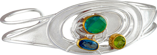Sterling Silver Bracelet with Baby Blue Topaz and Peridot