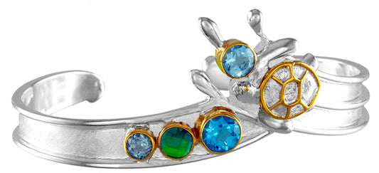 Sterling Silver Bracelet with Baby Blue Topaz and Sky Blue Topaz