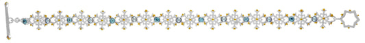 Sterling Silver Bracelet with White Freshwater Pearl and Sky Blue Topaz
