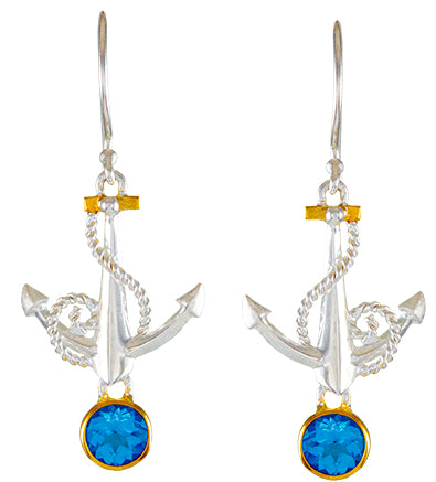 Sterling Silver Earring with Baby Blue Topaz