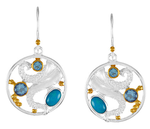 Sterling Silver Earring with Baby Blue Topaz and Sky Blue Topaz
