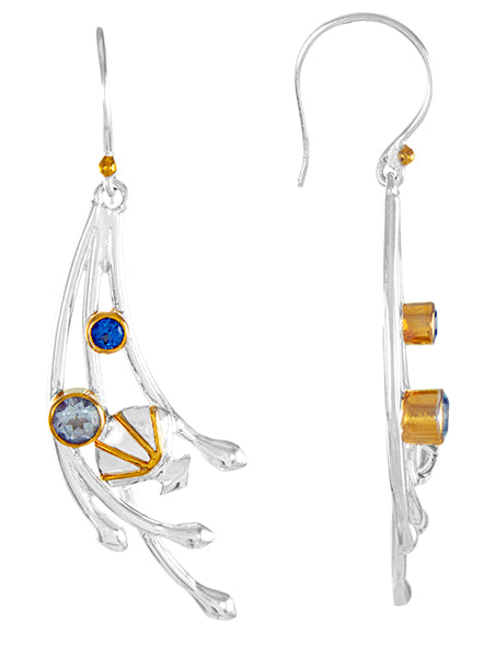 Sterling Silver Earring with Baby Blue Topaz and Sky Blue Topaz