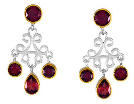 Sterling Silver Earring with Garnet