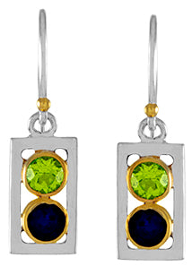 Sterling Silver Earring with Peridot and Iolite