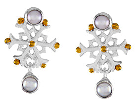 Sterling Silver Earring with White Freshwater Pearl