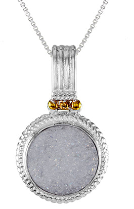 Sterling Silver Pendant with Aurora Druzy