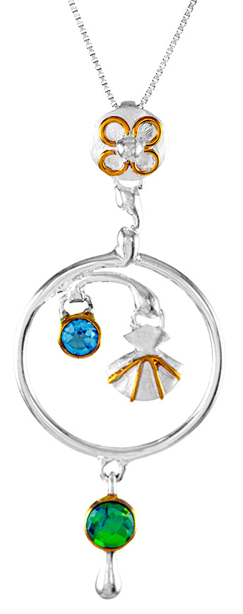 Sterling Silver Pendant with Baby Blue Topaz