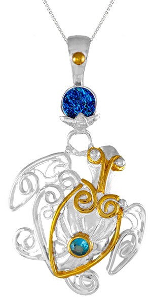 Sterling Silver Pendant with Baby Blue Topaz