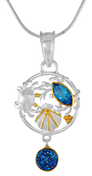 Sterling Silver Pendant with Baby Blue Topaz