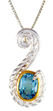Sterling Silver Pendant with Sky Blue Topaz