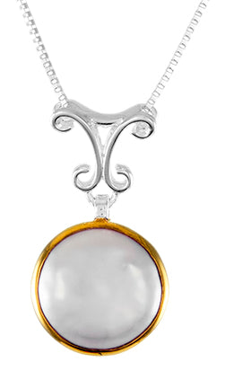 Sterling Silver Pendant with White Freshwater Pearl