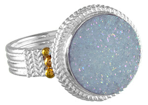 Sterling Silver Ring with Aurora Druzy
