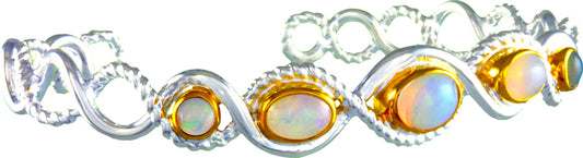 Sterling Silver and 22K Gold Vermeil Bracelet with Ethiopian Opal