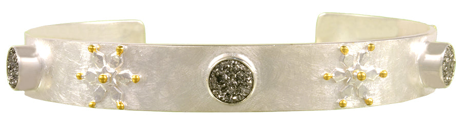 Sterling Silver and 22K Gold Vermeil Bracelet with Silver plated Druzy