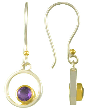 Sterling Silver and 22K Gold Vermeil Earring with African Amethyst