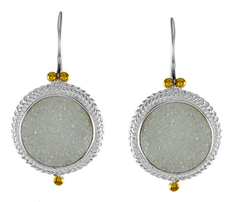 Sterling Silver and 22K Gold Vermeil Earring with Aurora Druzy
