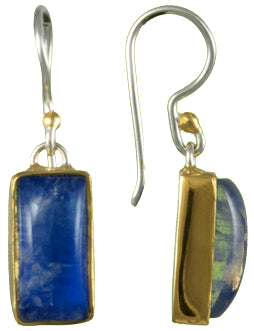 Sterling Silver and 22K Gold Vermeil Earring with Blue Rainbow Moonstone