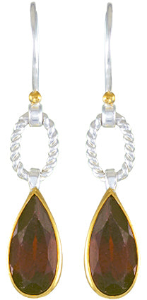 Sterling Silver and 22K Gold Vermeil Earring with Garnet