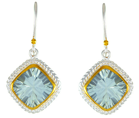 Sterling Silver and 22K Gold Vermeil Earring with Green Amethyst