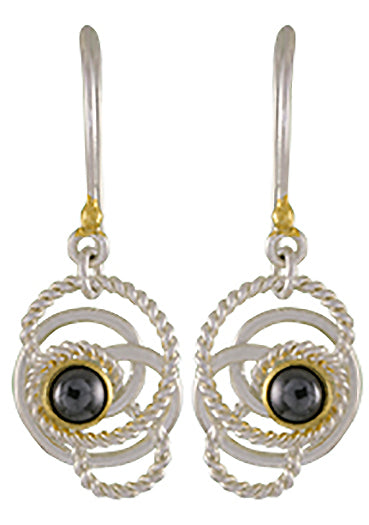 Sterling Silver and 22K Gold Vermeil Earring with Hematite