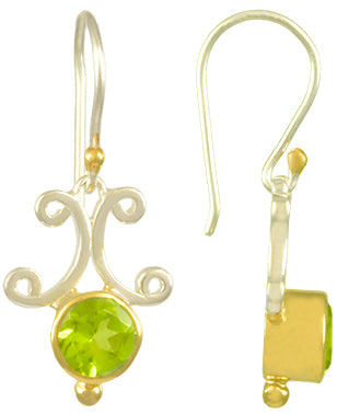 Sterling Silver and 22K Gold Vermeil Earring with Peridot