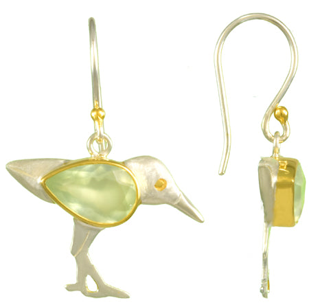 Sterling Silver and 22K Gold Vermeil Earring with Prehnite