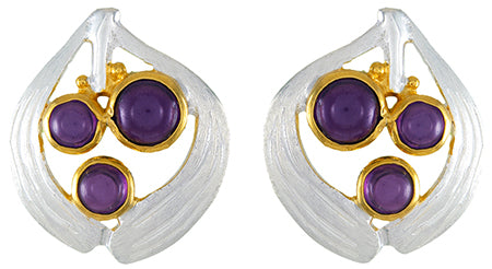 Sterling Silver and 22K Gold Vermeil Earring with Rhodolite Garnet