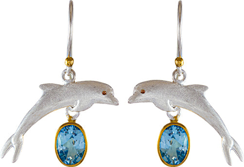 Sterling Silver and 22K Gold Vermeil Earring with Sky Blue Topaz